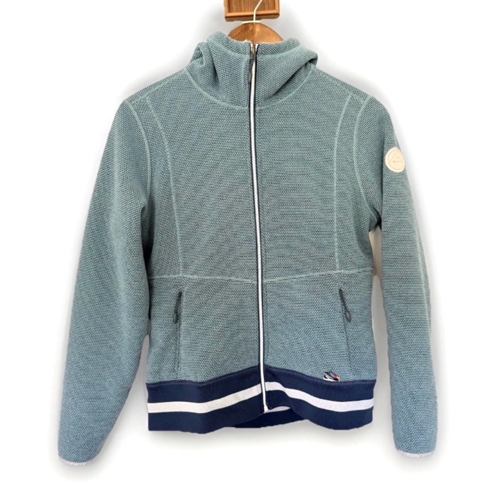 La Sportiva  Ayona Hoodie S Sherpa Fleece Jacket Reversible Teal Blue Climbers - Picture 2 of 15